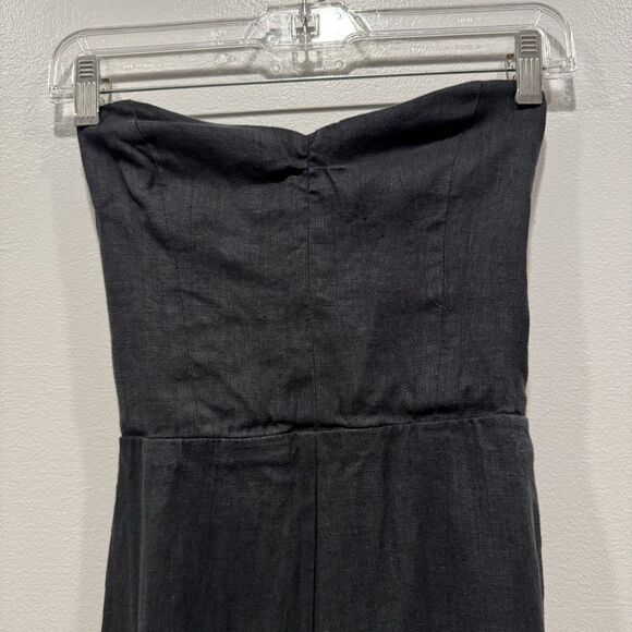 Reformation Jager Jumpsuit 100% Linen Pant FLAWED Black Tie Up Back Womens sz 6 - Picture 2 of 10